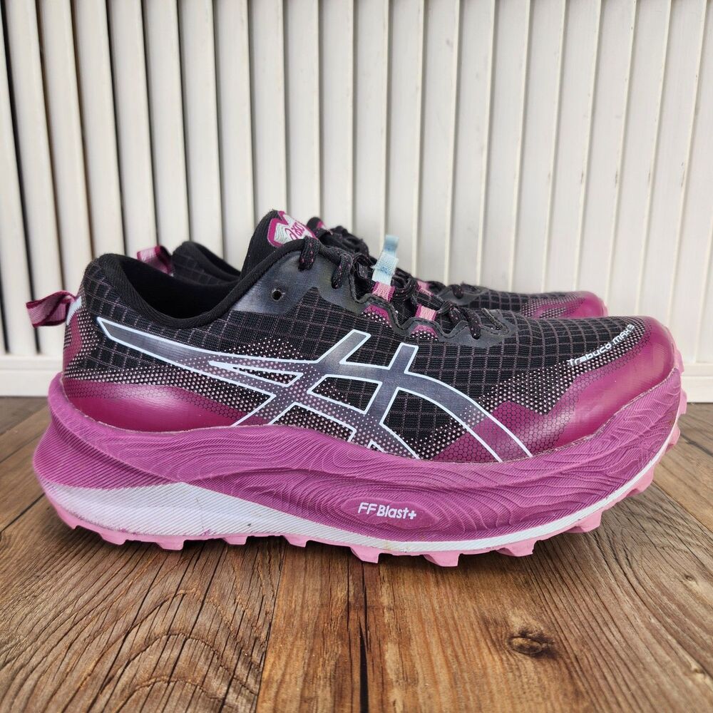 Asics Trabuco Max 3 Trail Running Shoes Womens Sz 8.5 Purple Black Hike Sneakers